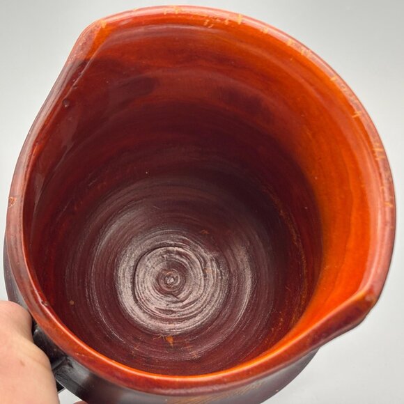 Vintage Hand-Carved Wooden Pitcher with Etched Floral Design on Pedestal Base - Picture 6 of 8